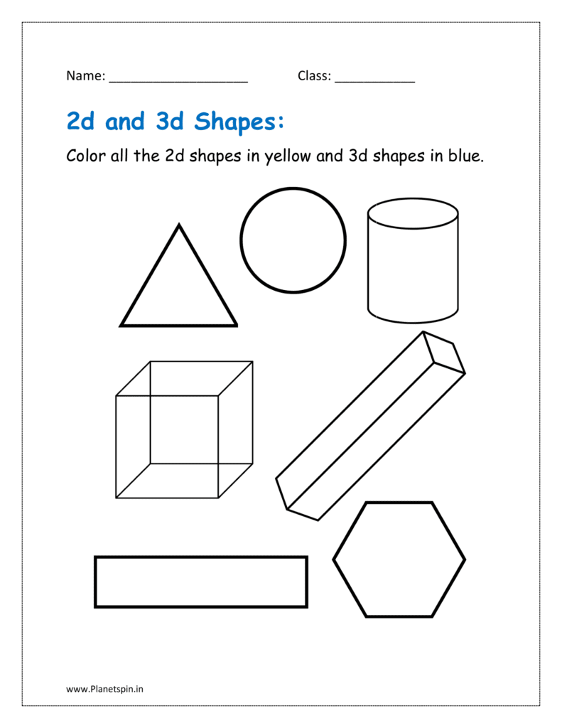 free 2d and 3d shapes worksheets for kindergarten