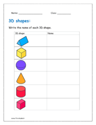 Write the name of each 3D shape.