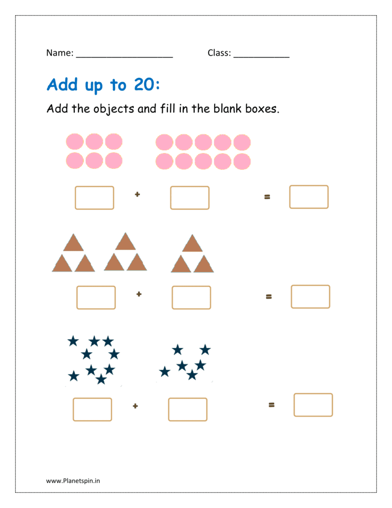 Add up to 20 worksheet