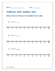 Draw a line or arrows on the number line to add.