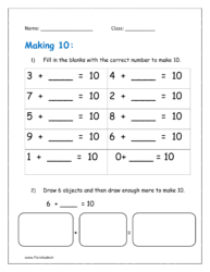 Fill in the blanks with the correct number to make 10.