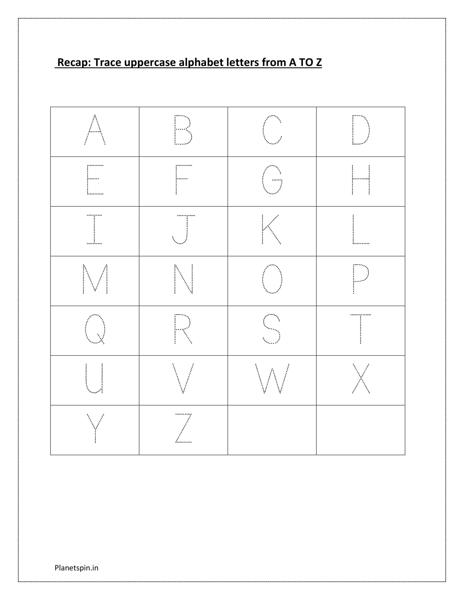 Tracing capital letters A to Z | Recap of writing uppercase letters