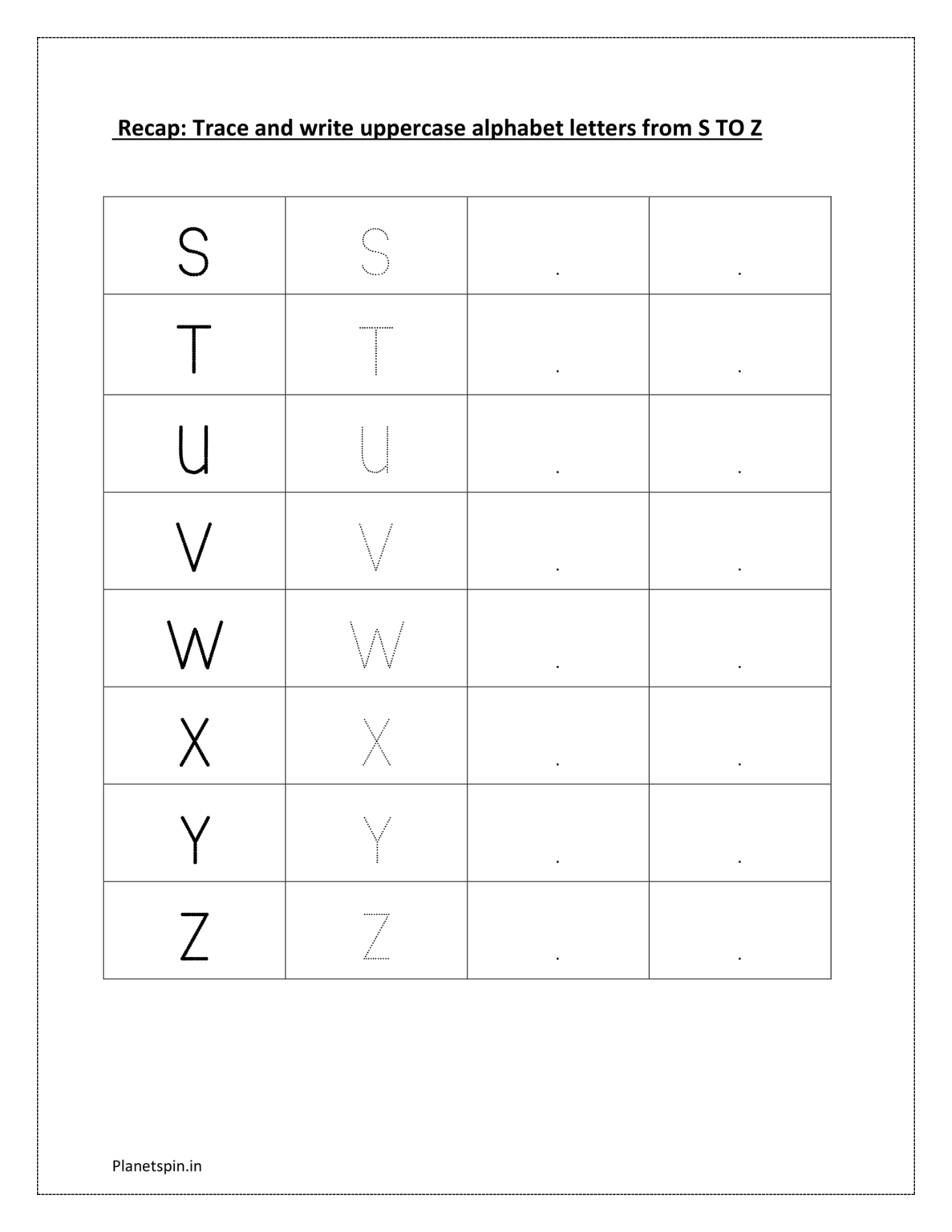 Tracing capital letters A to Z | Recap of writing uppercase letters