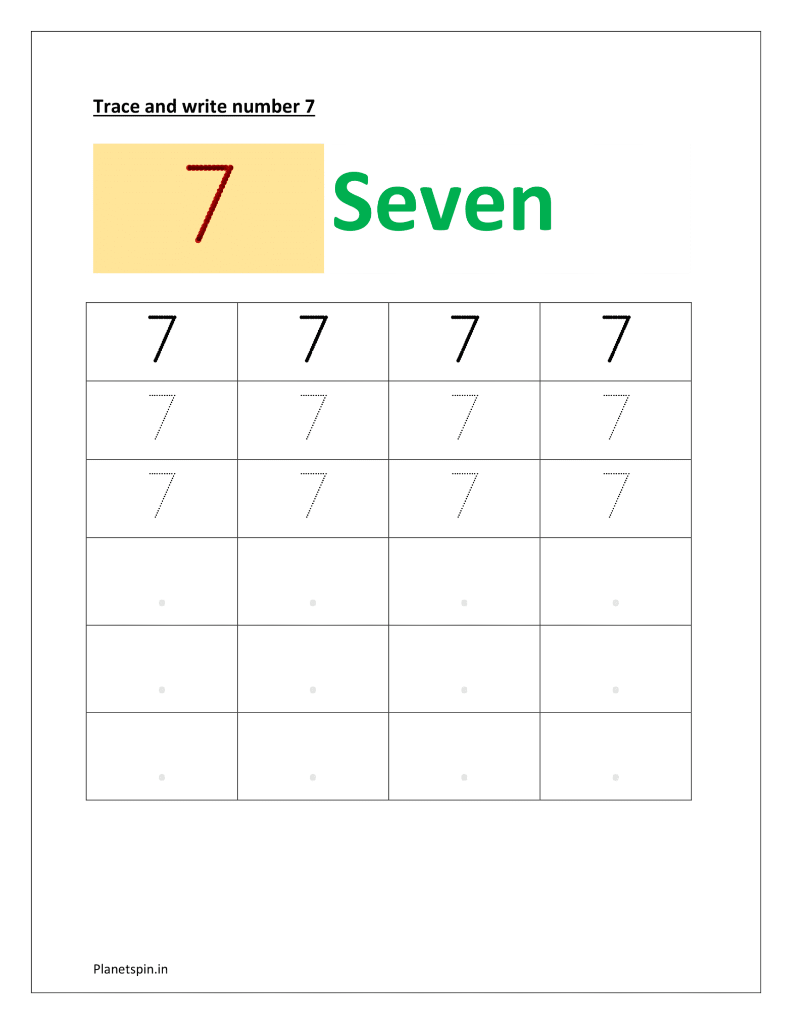 Number worksheet for kindergarten | Planetspin.in