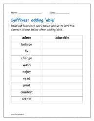 Words with suffix ‘able’