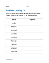 Words with pre fix ‘bi’