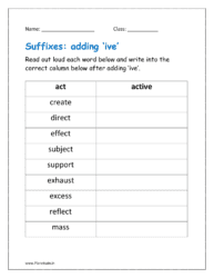  write the words after using the suffix ‘ive’