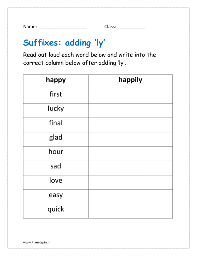 suffix ‘ly’