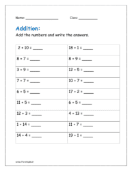 Add the numbers and write the answers after adding