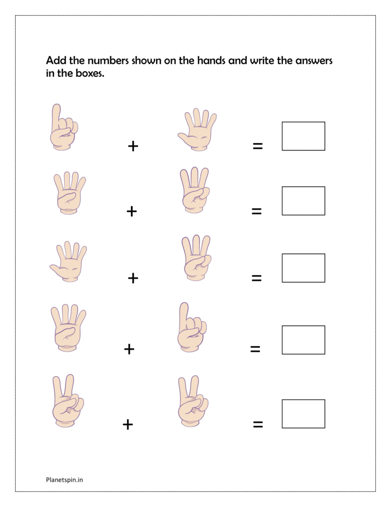 Addition worksheets for kindergarten | Planetspin.in