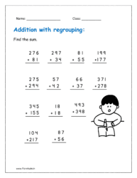 5th sheet: Find the sun with regrouping