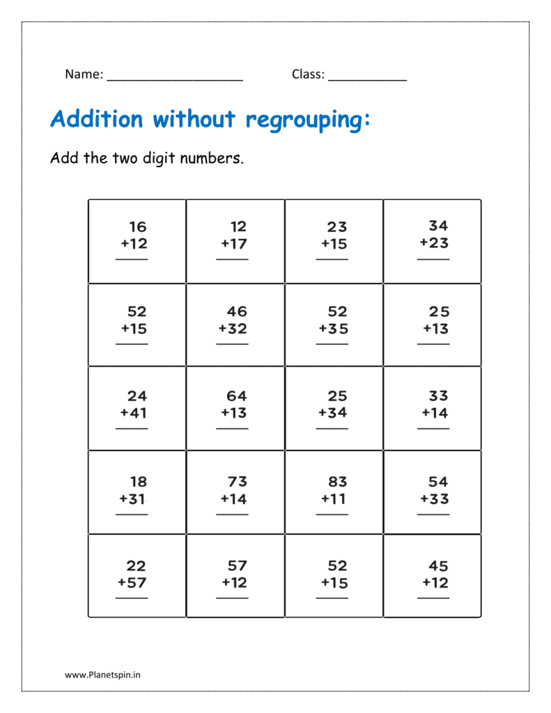 Add the two digit numbers and write the sum