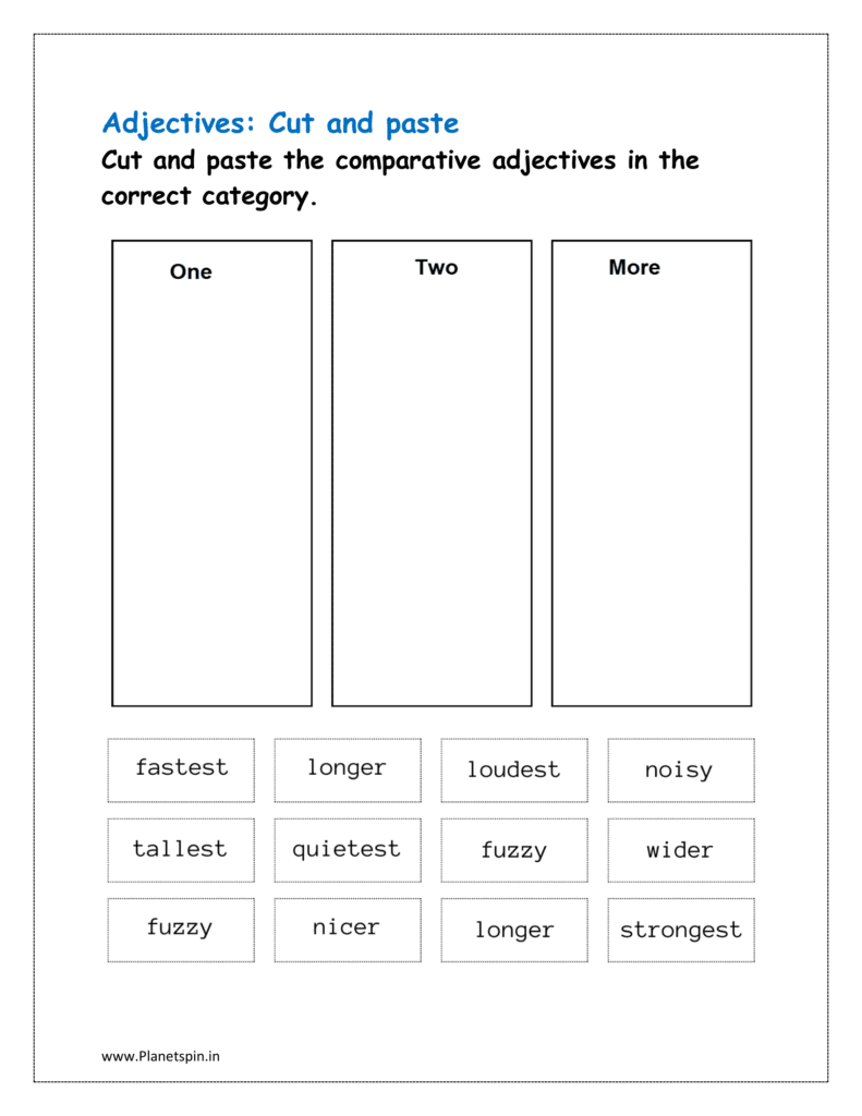 Cut and paste the comparative adjectives in the correct category