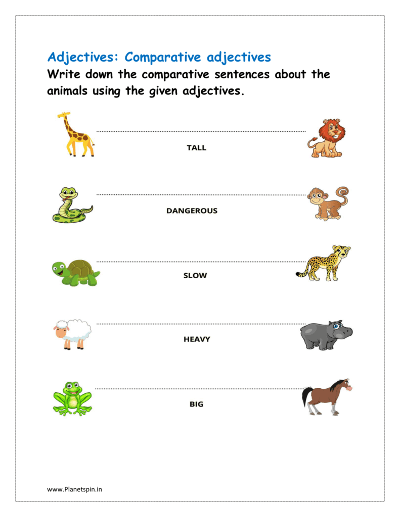 adjectives worksheets for class 1