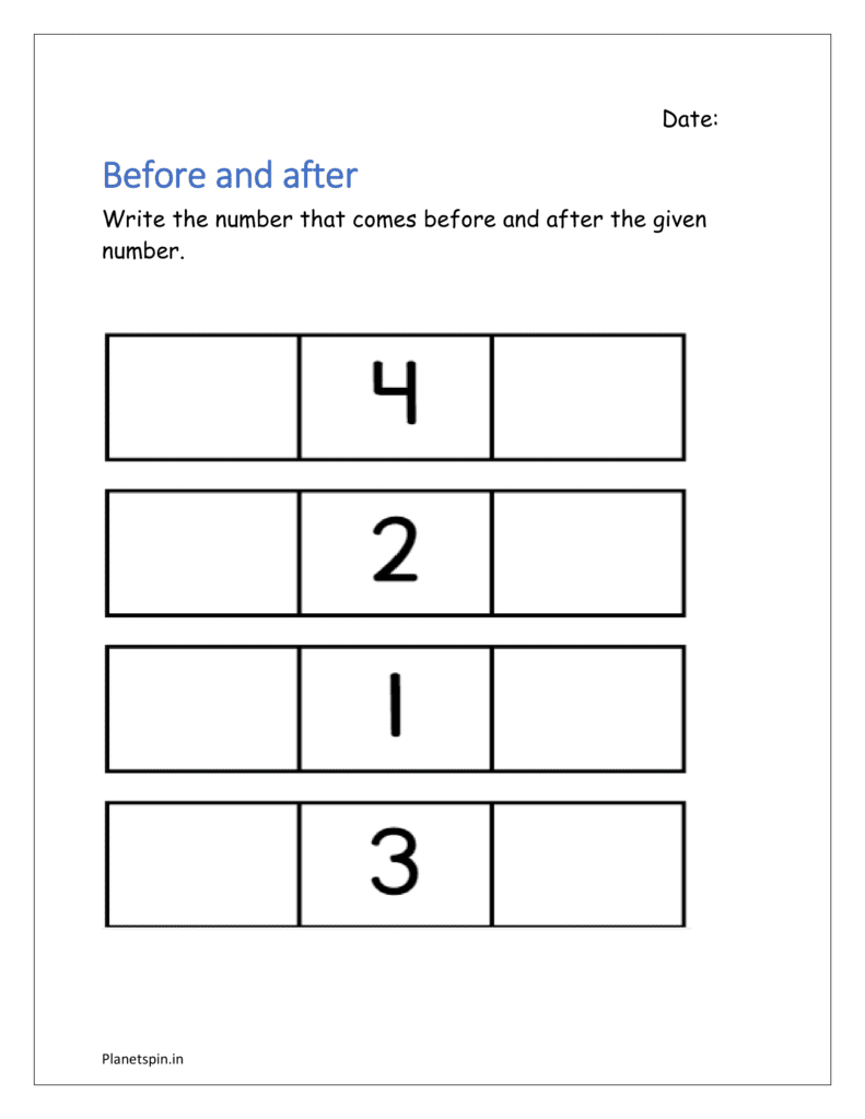 Before and after: Write the number that comes before and after the given number