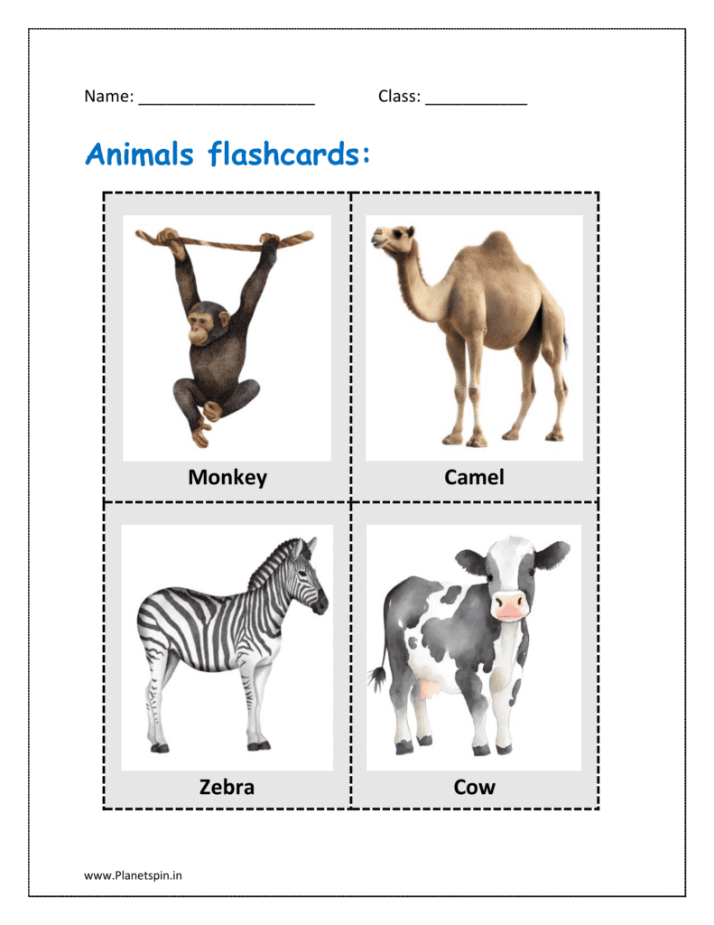 animals flashcards for kindergarten pdf