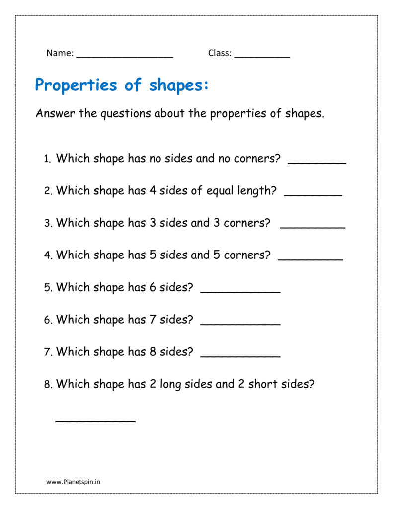 Answer the questions about the properties of shapes.