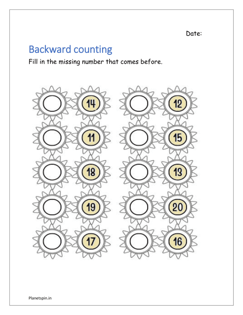 Flower: Fill in the missing number that comes before