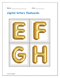 Capital letters flashcards: E, F, G, H