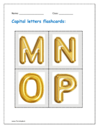 Capital letters flashcards: M, N, O, P