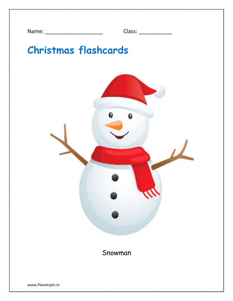 printable Christmas flashcards: Snowman