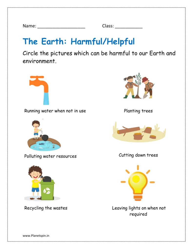 Circle the pictures which can be harmful to our environment.