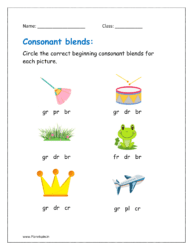 Circle the correct beginning consonant blends for each picture.