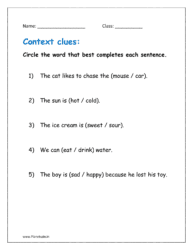 Circle the word that best completes each sentence.