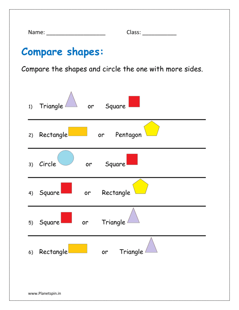 Compare the shapes and circle the one with more sides.