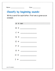 A to I: Classify by beginning sounds