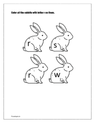 Rabbits coloring with letter r