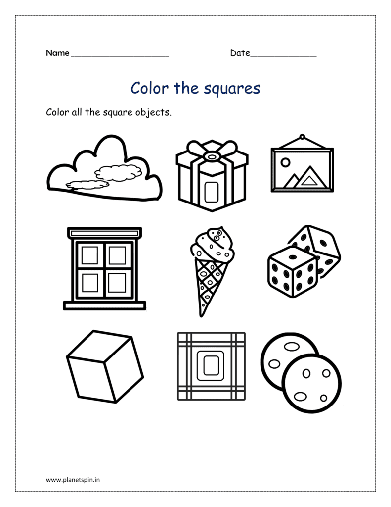 Square objects: Coloring all the square shapes