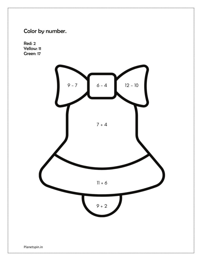 Download the free printable worksheet to color the bell by number partition