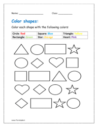 Color each shape with the following colors: