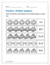 Color the picture indicated by the ordinal number in each row.