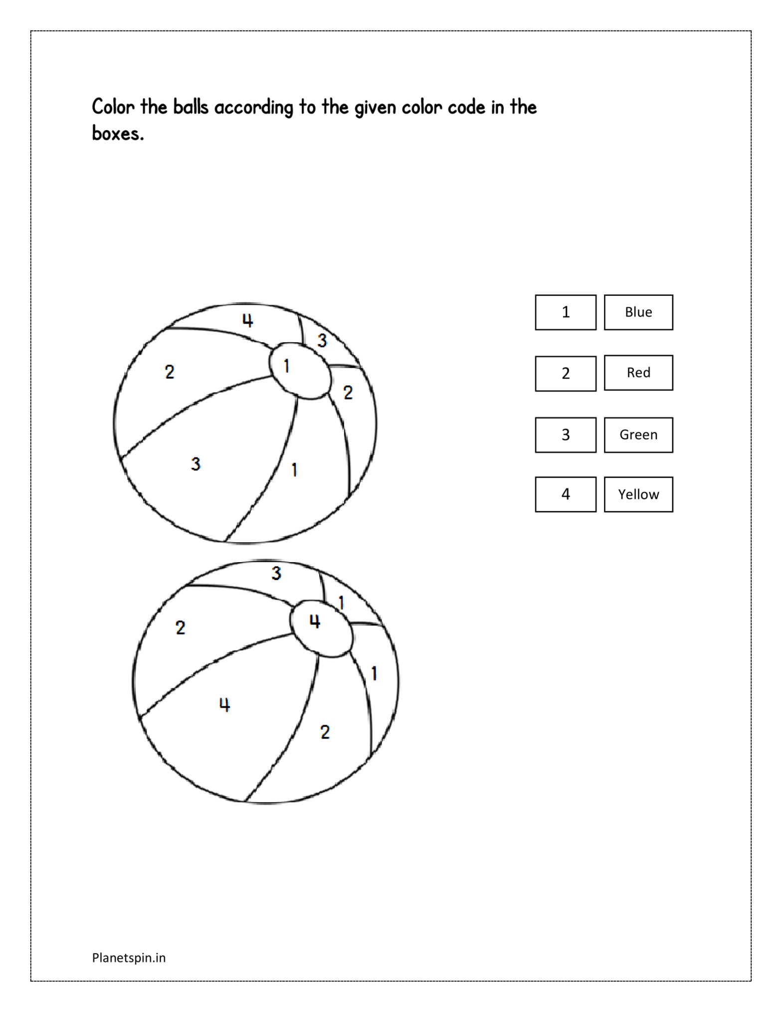 Color with numbers worksheets | Planetspin.in