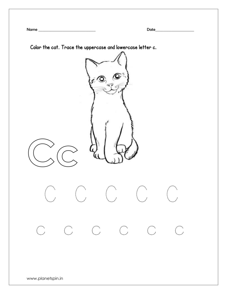 Letter c tracing worksheets for preschool | Planetspin.in