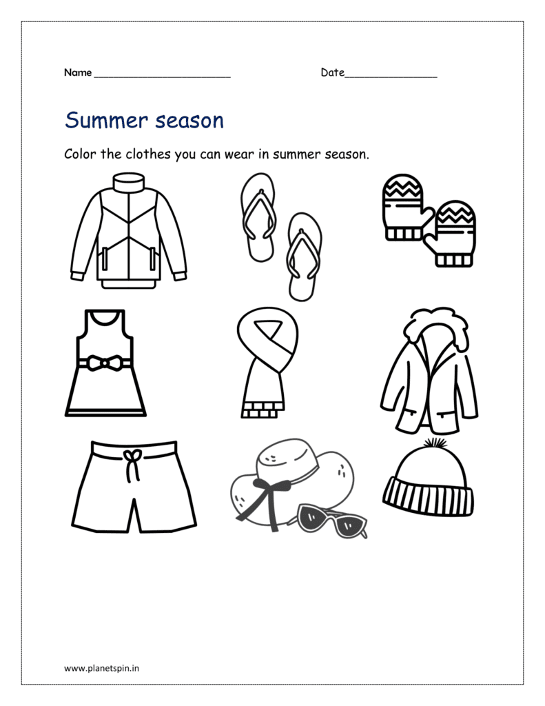 Clothes in summer: Color the clothes you can wear in summer season