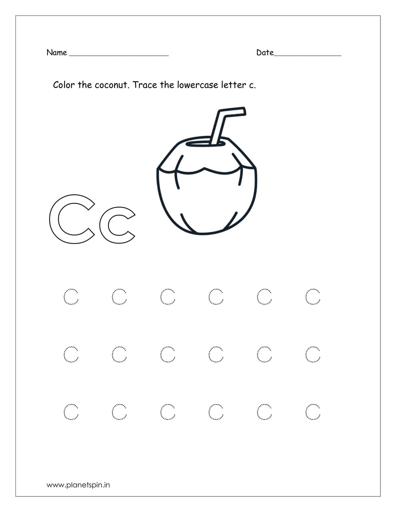 Letter c tracing worksheets for preschool | Planetspin.in