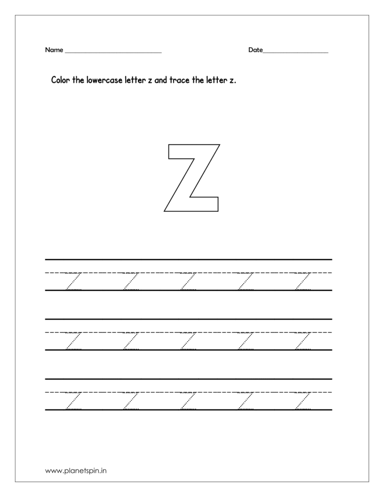 Color the printable lowercase letter z 