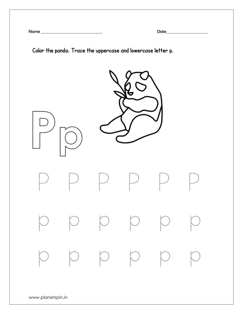 Letter p worksheet for tracing | Planetspin.in