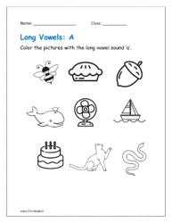 A long vowel sound: Color the picture with the long vowel sound 'a'.