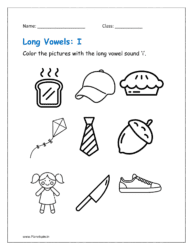 I long vowel sound: Color the picture with the long vowel sound 'i'.