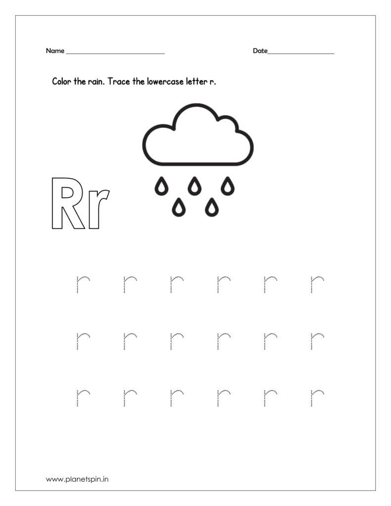 Letter r practice sheet | Planetspin.in