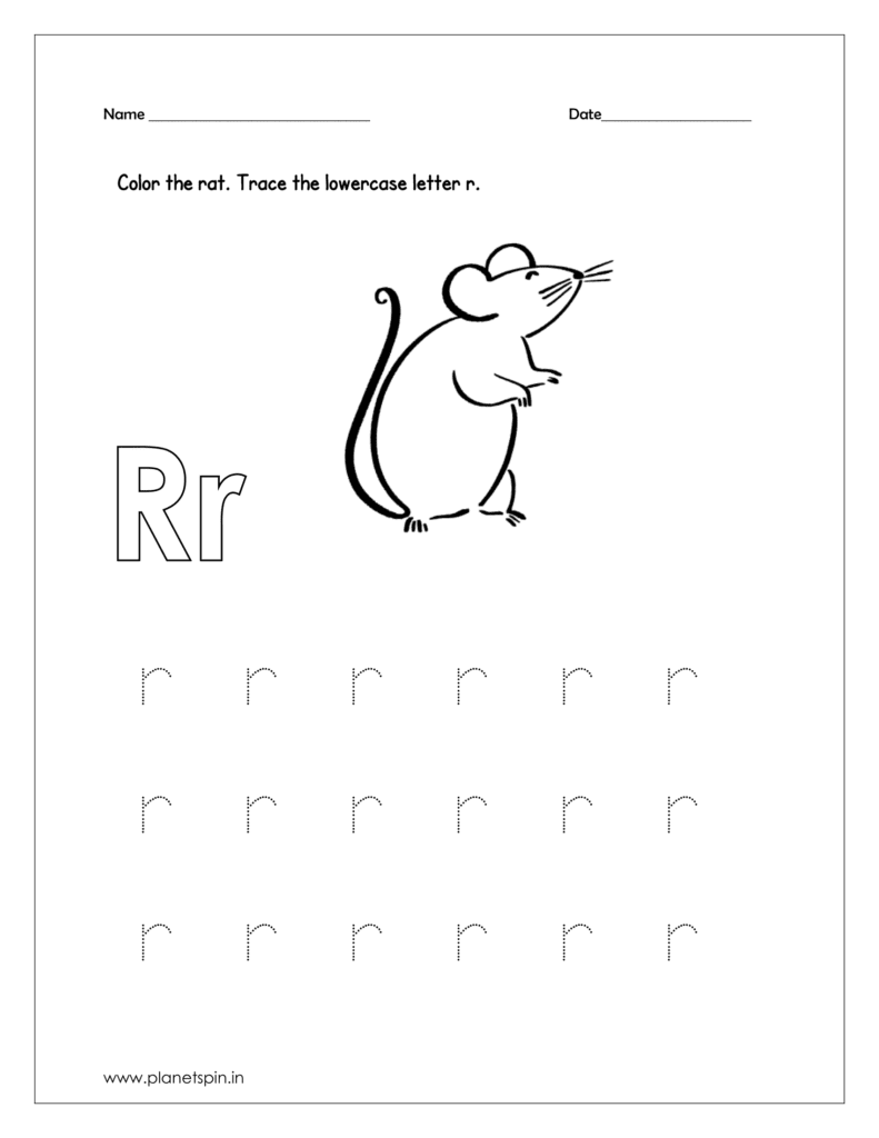 Color the rat (letter r practice sheet)