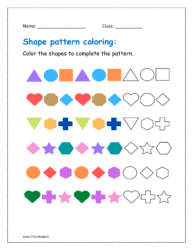 Color the shapes to complete the patterns.