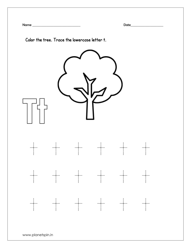 tracing letter t worksheets for kindergarten