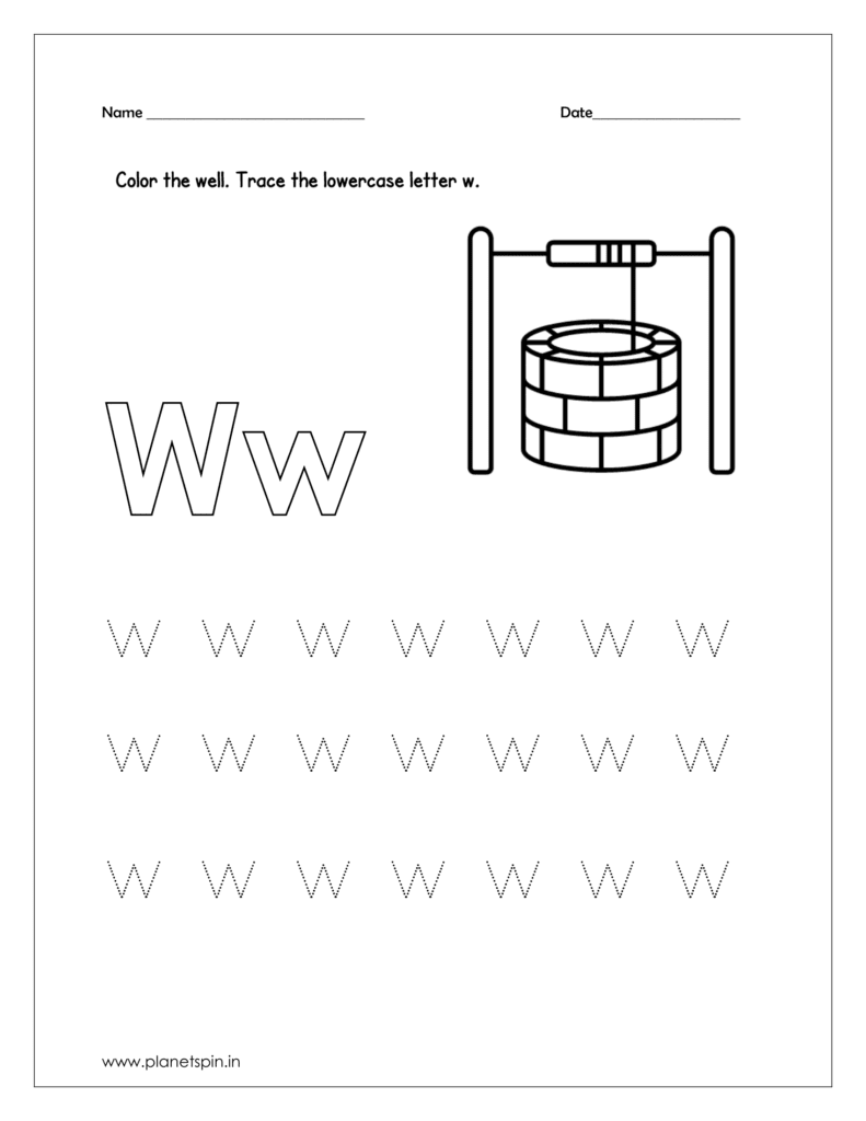 tracing letter w worksheets