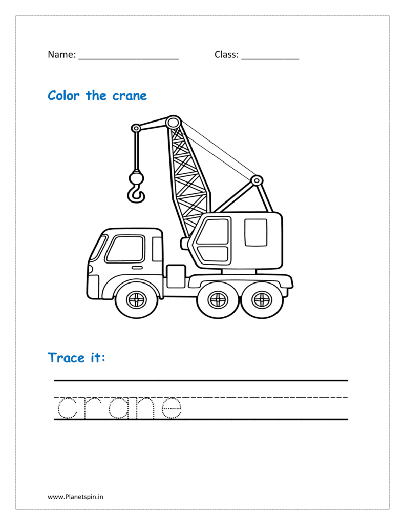 coloring pages vehicles: crane