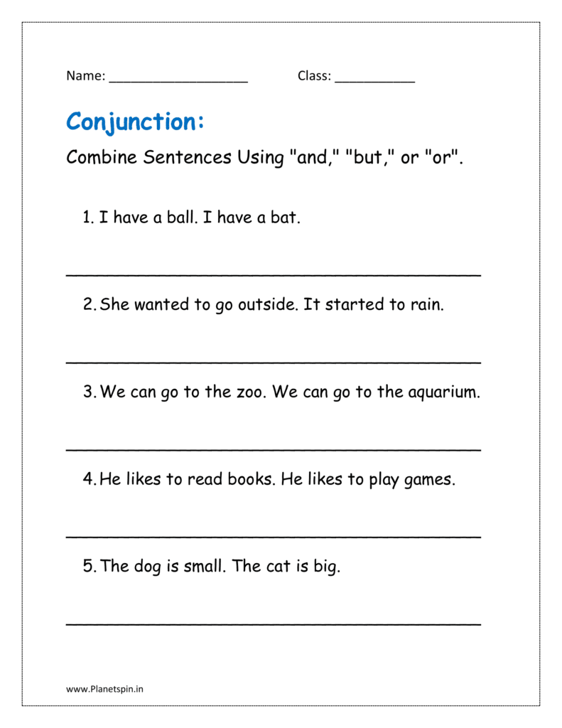 Combine Sentences Using "and," "but," or "or".